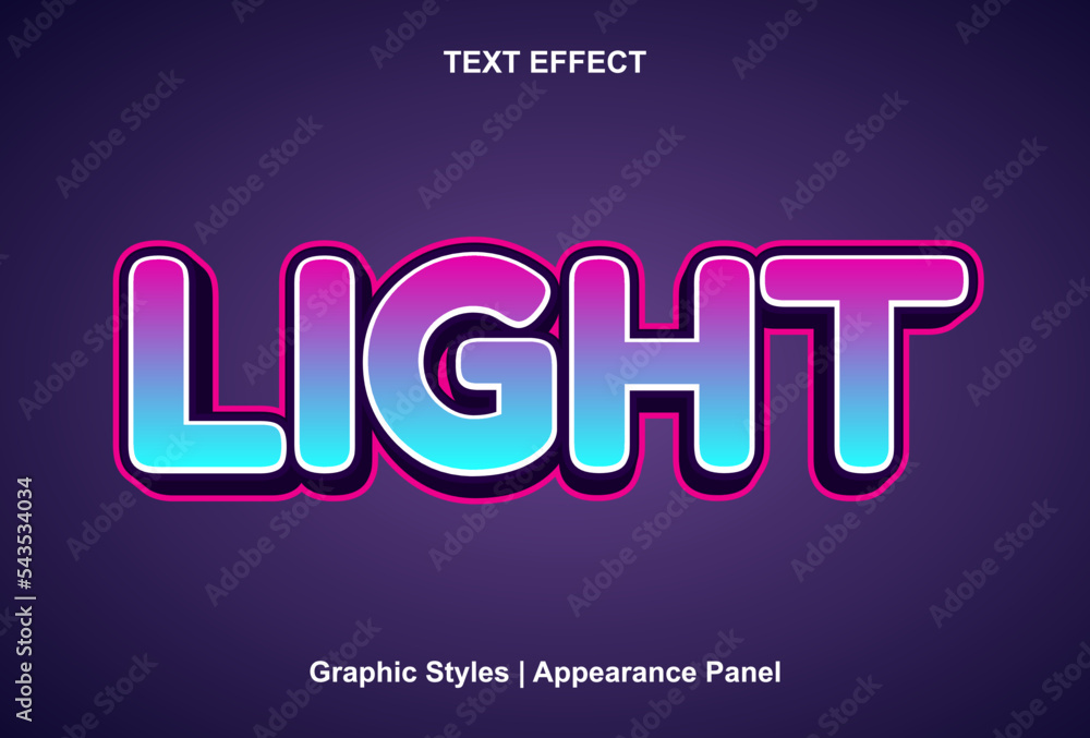 Poster light text effect with graphic style and editable