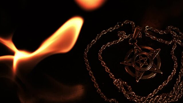 Pentagram Symbol and Fire Flames