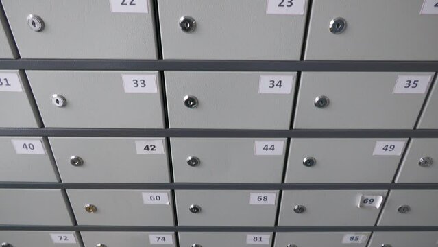 Bank deposit boxes .archive storage file search .Mail boxes filled of leaflets and letters