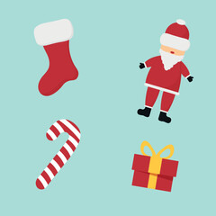 Christmas set. Christmas elements. New Year's set. Vector illustration