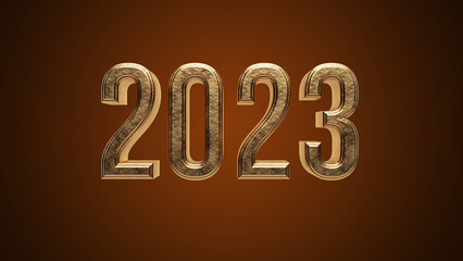 2023 Jahreszahl 3D Typografie Rendering - 543534440