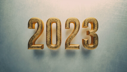 2023 Jahreszahl 3D Typografie Rendering