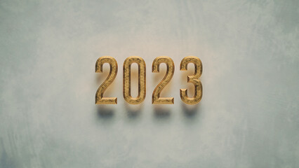 2023 Jahreszahl 3D Typografie Rendering - 543534497