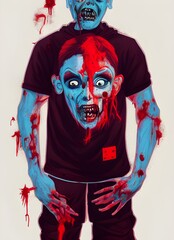 zombie full body male modeling hip hop streetwear drip, street style, zombie apocalypse