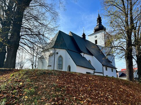 church in autumn