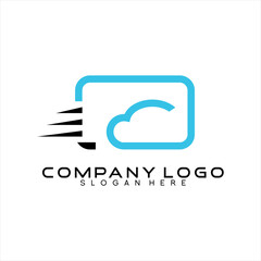 Illustration of cloud with computer screen and speed.