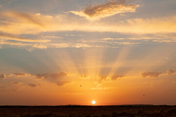 sky with sunset with orange colors