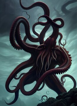 cthulhu epic battle, fantasy, smooth, sea monster, spirit, squad, sprut, octopus, scary