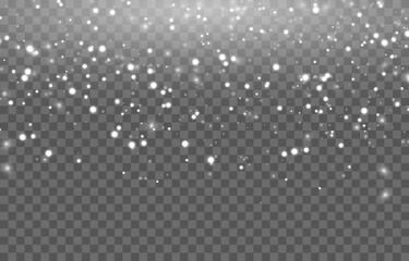 Vector magical snow. white snow png. Magic glow, light effect.New Year. Snow. Christmas background.