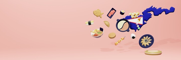 3d rendering of japanese food consumption in American Samoa for social media content