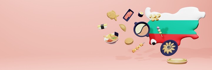 3d rendering of japanese food consumption in Bulgaria for social media content 
