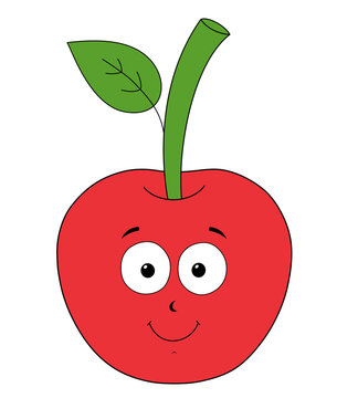 Naklejki cartoon cherry with face. digital illustration