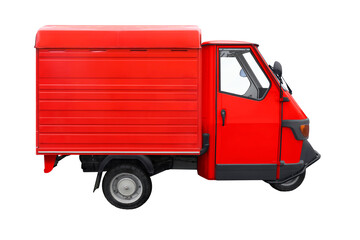Beautiful old Italian pickup truck in red.