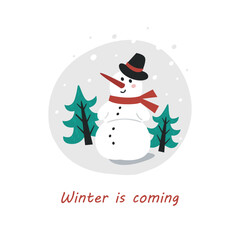 Christmas card with a snowman