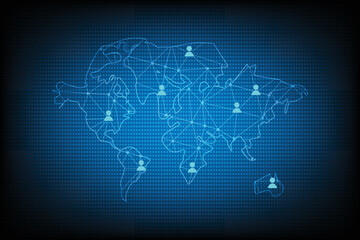blue light of world map for global connection abstract background 
