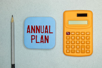 text ANNUAL PLAN on keyboard on white background