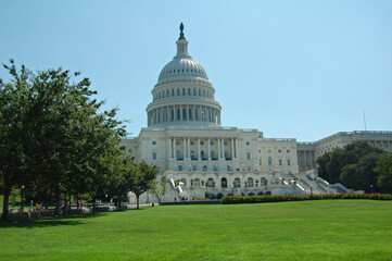 View of the Capitol Building in Washington DC, USA, where the presidential inaugurations take place  - 543549494