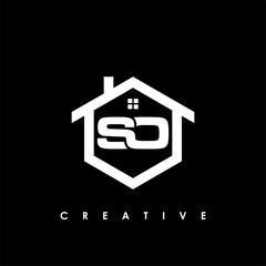 SO Initial Logo Letter House Real Estate Logo Design Stock Vector - Illustration of home