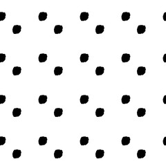 White surface with black polka dot ornament. Vector seamless pattern. Background illustration, decorative design for fabric or paper. Drawing modern