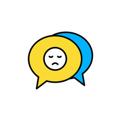 icon full color emoji, emoticon, customer experience, feedback review, comment, bubble chat, text, communication, chatting. editable color stroke and fill. outline and filled colorful icon style.