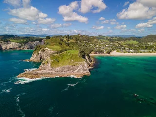 Zelfklevend Fotobehang Drone shot of Te Pare point, Hahei beach New Zealand © Michael