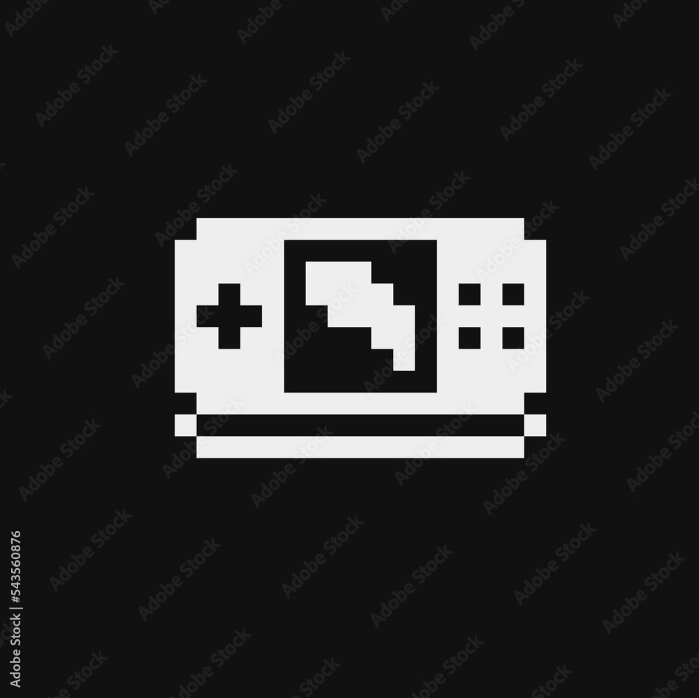 Poster portable console emoji. gamepad icon. retro 80s pixel art. flat style. old school computer graphic d