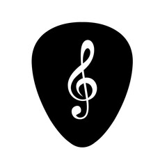 Plectrum with tone symbols on white background. Great for guitar music logos, tones, songs, art.