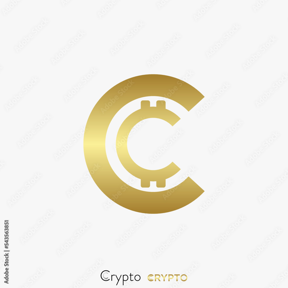 Poster simple and unique letter or word c font like crypto coin image graphic icon logo design abstract con