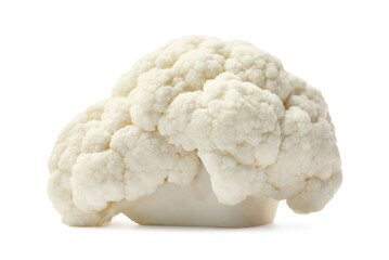 Cut fresh raw cauliflower on white background