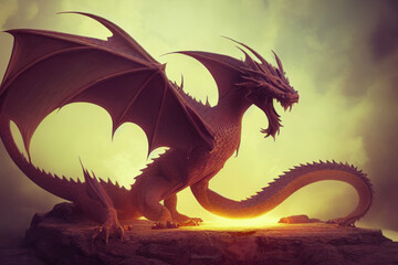 dragon in the sunset