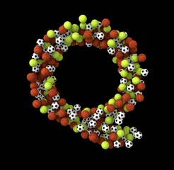 Sports Balls  Themed Font  Letter Q