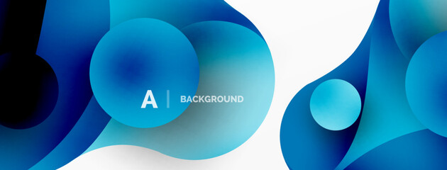 Flowing geometric shapes minimalist abstract background. Round shapes and circles. Wallpaper for concept of AI technology, blockchain, communication, 5G, science, business