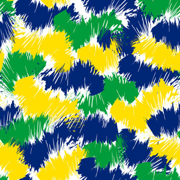 BRASIL CAMOUFLAGE PATTERN.BRAZIL CAMOFLAGE IN YELLOW,GREEN AND BLUE. ENDLESS,SEAMLESS SURFACE PATTERN DESIGN READY TO PRINT FOR FABRIC, PAPER OR DIGITAL USES. 