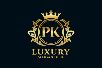 Initial PK Letter Royal Luxury Logo template in vector art for luxurious branding projects and other vector illustration. - obrazy, fototapety, plakaty