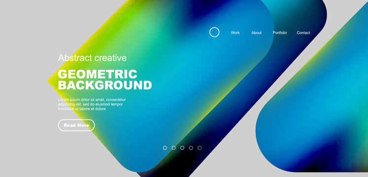Geometric landing page background. Fluid colors and simple shapes abstract composition. Vector illustration for wallpaper, banner, background, leaflet, catalog, cover, flyer