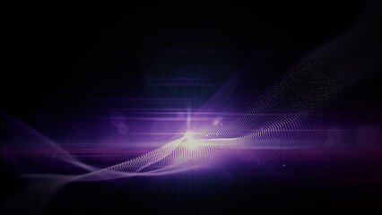 Fototapeta na wymiar Purple light and digital particles wave flow abstract background, Technology blockchain connection. 3d rendering