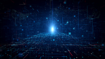 Digital Cyberspace with Digital Data Network Connections. High Speed Internet Connection and Data Analysis Technology Digital Abstract Background Concept. 3d rendering