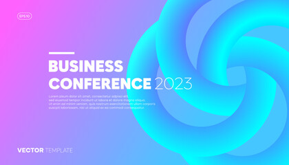 Abstract modern business conference design template with gradient color spiral. Minimal flyer layout. Vector, 2022-2023
