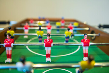 table football soccer game. focus at red players