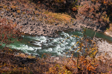 The beautiful and colorful autumn columnar joint valley.