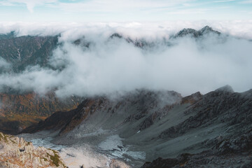 秋の登山風景