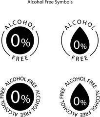 No alcohol and alcohol free area signs. Symbol forbidden alcoholism.