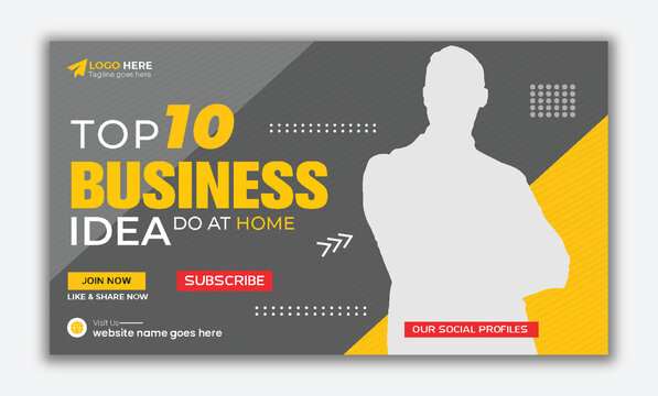 Grow your business editable video thumbnail design. Online Business grows up tips thumbnails, web page cove banner template Vector design.