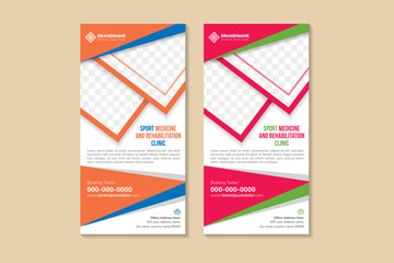 Business Roll up luxury vertical template design, for brochure, business, flyer, infographics. modern and flag banner advertising. vector illustration. headline is sport medicine and rehabilitation 