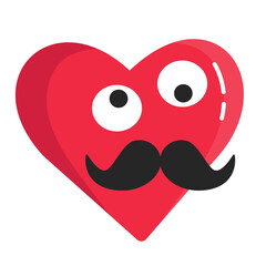 Emoji valentine uncle moustache emoticon yellow pink red face confuse funny symbol illustration smile happy