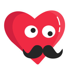 Emoji valentine uncle moustache emoticon yellow pink red face confuse funny symbol illustration smile happy