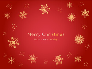 雪の結晶クリスマス背景フレーム赤