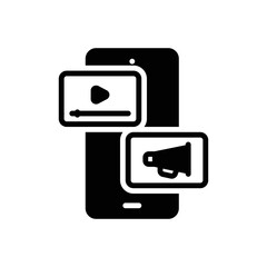 Black solid icon for advertise