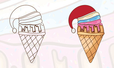 Christmas Ice Cream Vector Illustration Graphics
