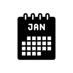 Black solid icon for january